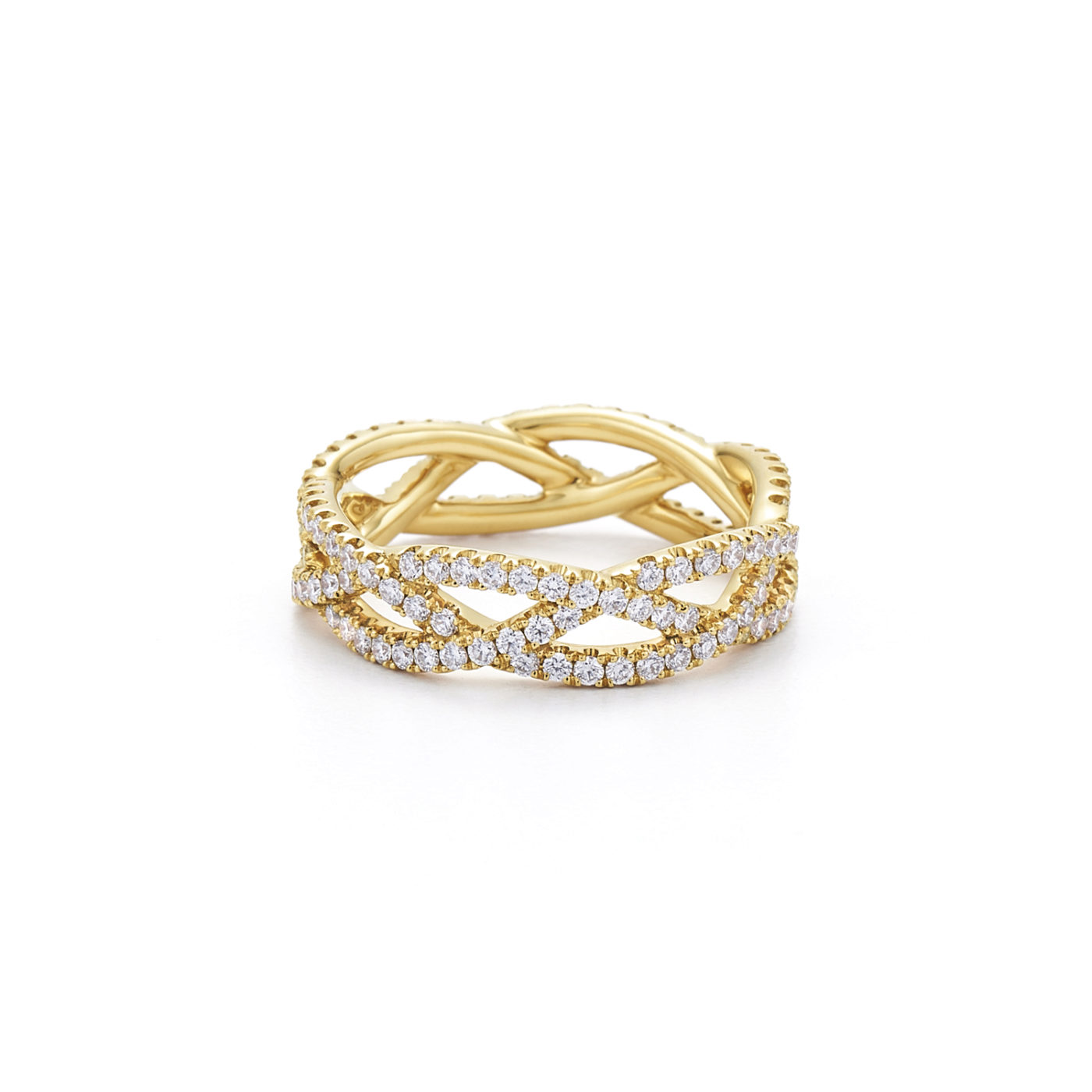 Twist 3Strand Ring with Diamonds in 18K Yellow Gold Kwiat