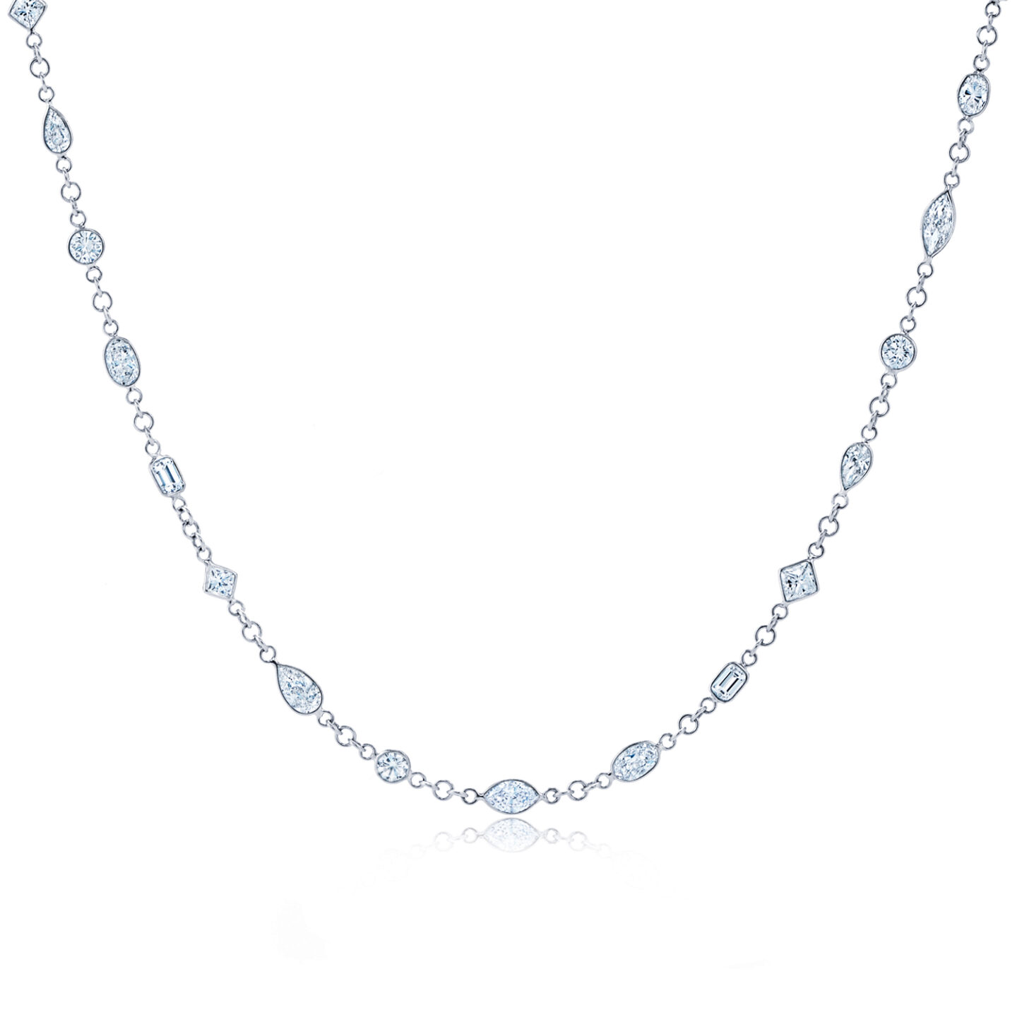 Diamond Strings Mixed Shape Necklace, 18 Inches in Platinum Kwiat