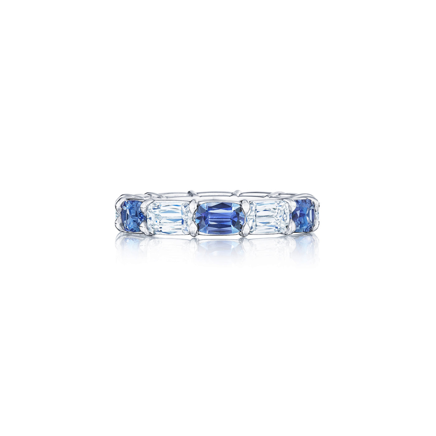 Ashoka Alternating Diamond and Sapphire Shared Prong EastWest Eternity