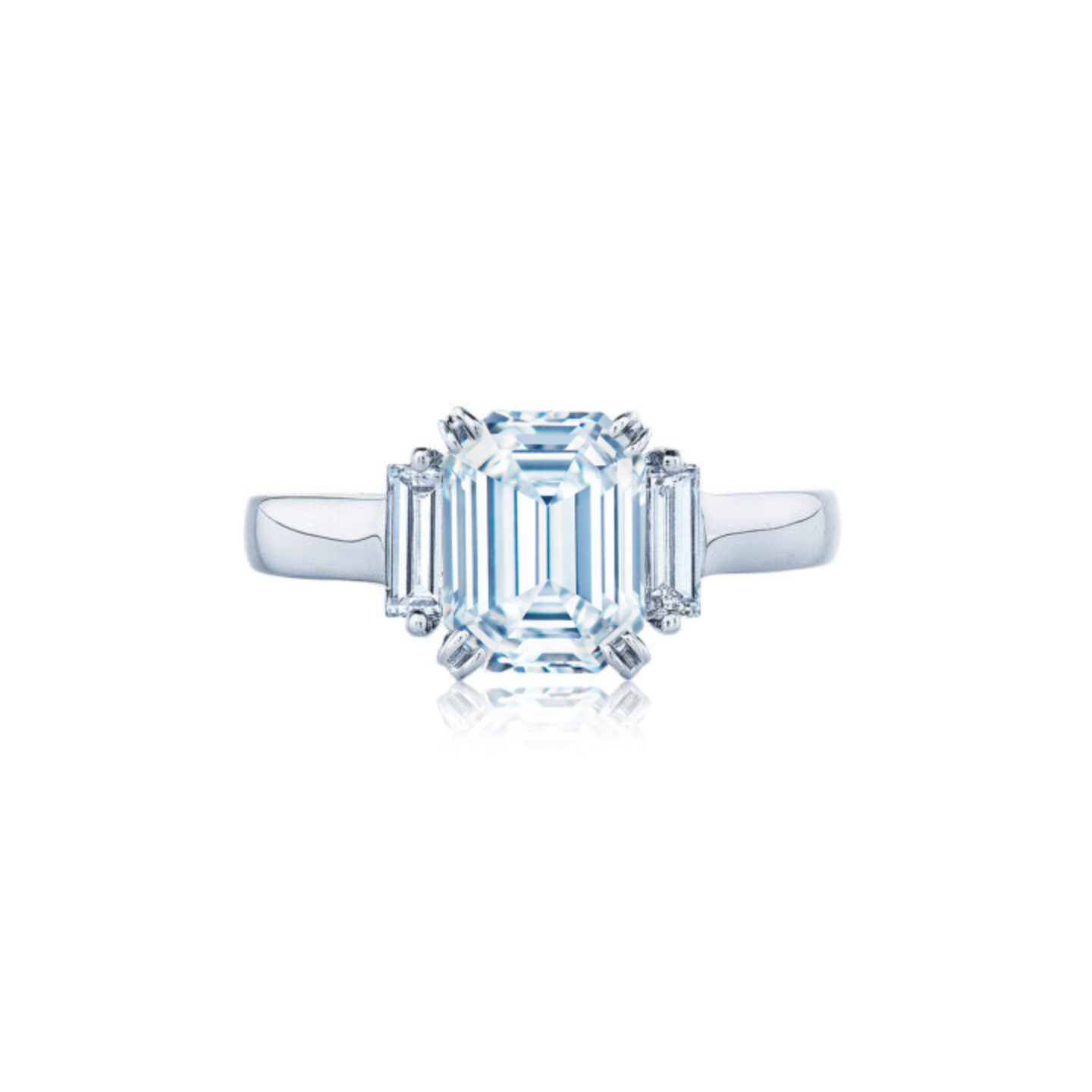 emerald cut two baguettes